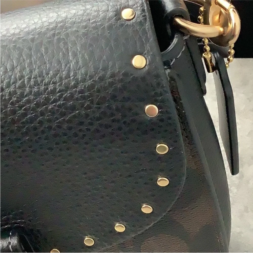 Coach CE567 Morgan Saddle Bag In Colorblock Brown & Black Gold Rivets - NWOT - Picture 14 of 14